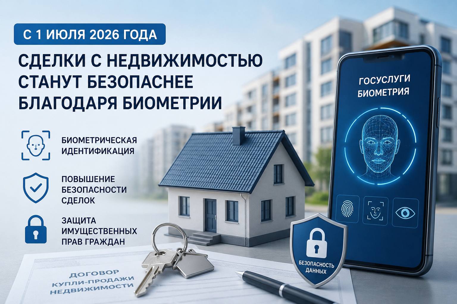 С 1 июля сделки с недвижимостью стали безопаснее благодаря биометрии